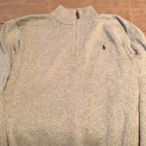Men’s Gray Polo by Ralph Lauren Double Knit Quarter Zip Pullover